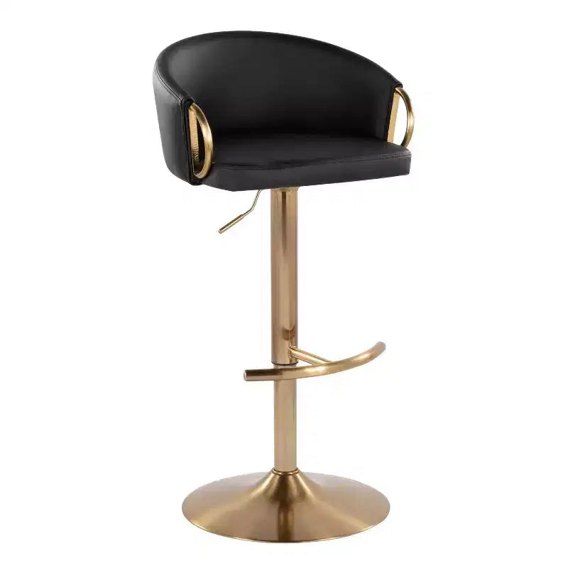 Set of 2 Claire Adjustable Barstools Gold / Black PU