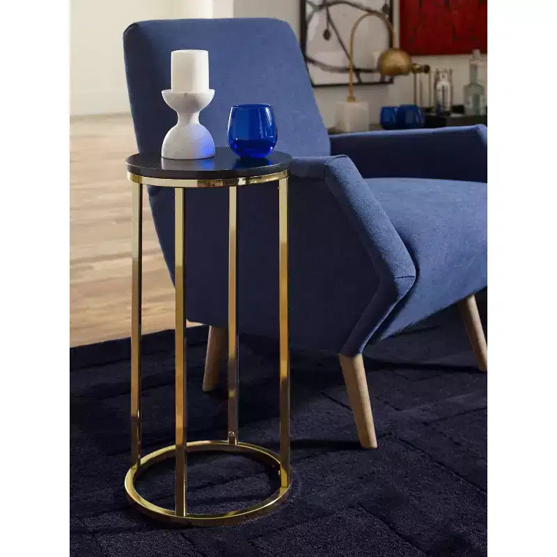 Ellias Round Side Table Black / Gold