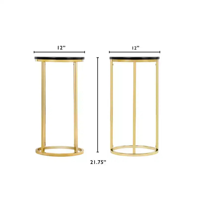Ellias Round Side Table Black / Gold